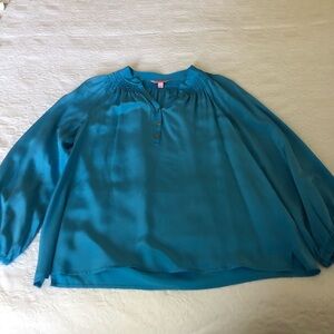 Lilly Pulitzer blue silk Elsa top.